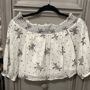 White “Off the shoulder” embroidered top